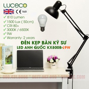 Đèn Kẹp Bàn Làm Việc LED 9W UK Anh Quốc - DTKT800B-L9W