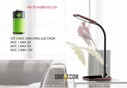 đèn bàn tích điện DTQF1504 pin có thể sử dụng tới 12h