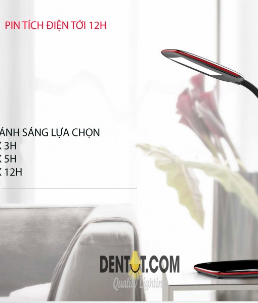 đèn bàn tích điện DTQF1504 pin có thể sử dụng tới 12h