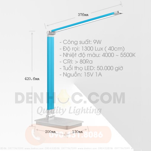 Thông số kỹ thuật cơ bản Đèn học LED cao cấp DTT10